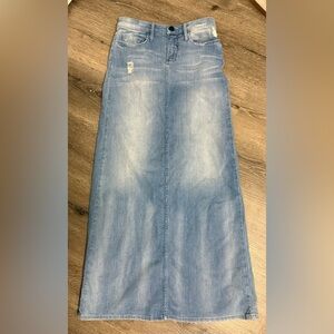 Black Orchid Maxi Length Denim Skirt Shooting Star Light Wash Size 25